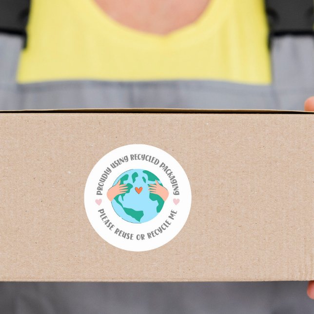 Eco-Friendly Recycled Packaging earth green Classic Round Sticker (Creator Uploaded)