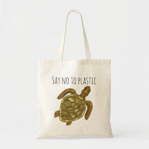 Eco-Friendly Say No to Plastic Reusable Turtle Tote Bag