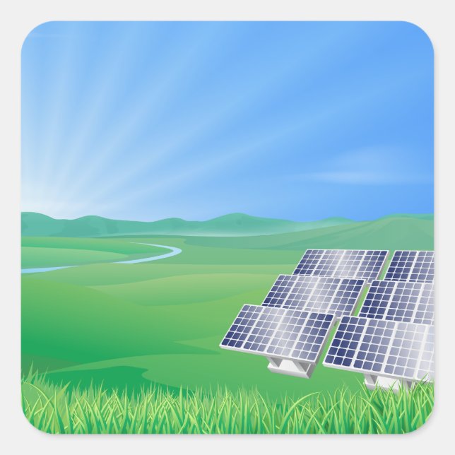 Eco-Friendly Solar Panel Landscape Square Sticker (Front)