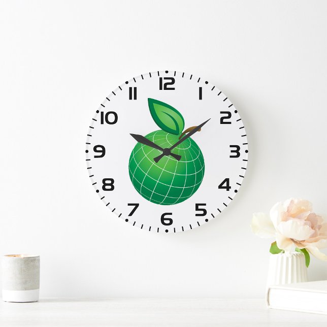 Eco Globe Fruit Green Earth Leaf Sphere  Large Clock (Creator Uploaded)