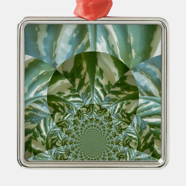 Eco Green Camo Kaleidoscope Art Print Design Metal Tree Decoration (Front)