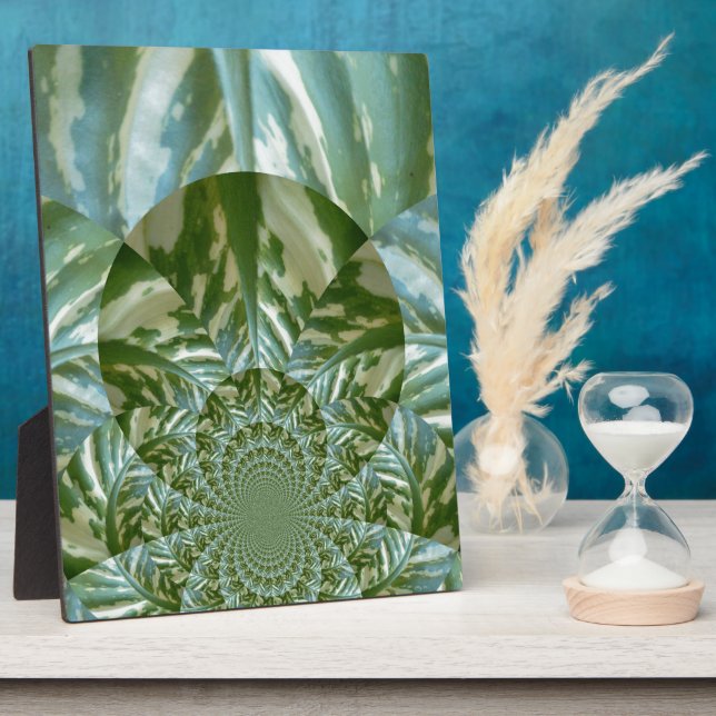 Eco Green Camo Kaleidoscope Art Print Design Plaque (Side)