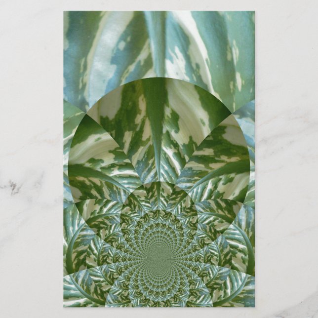 Eco Green Camo Kaleidoscope Art Print Design Stationery (Front)