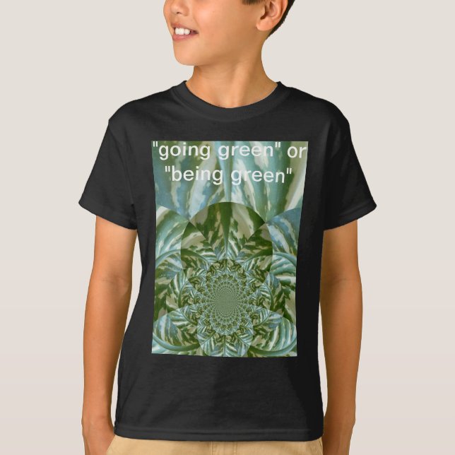 Eco Green Camo Kaleidoscope Art Print Design T-Shirt (Front)