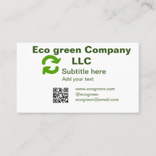 Eco green company name q r code website email deta business card