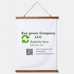 Eco green company name q r code website email deta hanging tapestry