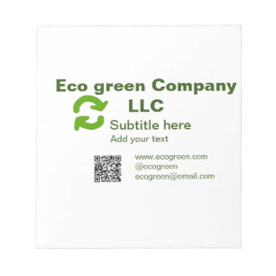 Eco green company name q r code website email deta notepad