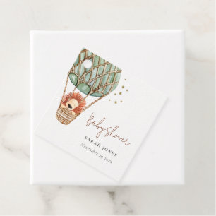 Eco Green Hot Air Balloon Lion Magical Baby Shower Favour Tags