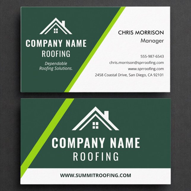 Eco Green Roofing Solar Contractor Sustainable Business Card (Creator Uploaded)