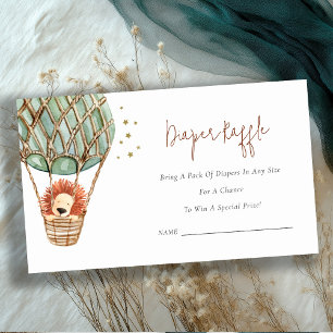 Eco Hot Air Balloon Lion Diaper Raffle Baby Shower Enclosure Card