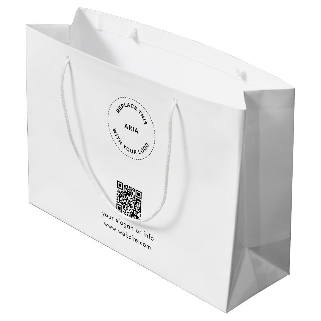Eco Kraft Custom Logo & QR Gift Bag for Businesses (Back Angled)