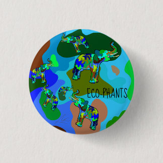 Eco-phants Save the Earth and Elephants Art 3 Cm Round Badge