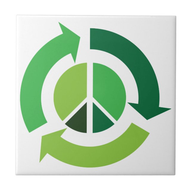 Eco Recycling Peace Symbol - Ecology Tile (Front)