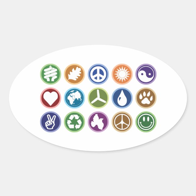 Eco Symbols Oval Sticker (Front)