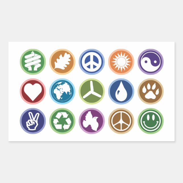 Eco Symbols Rectangular Sticker (Front)