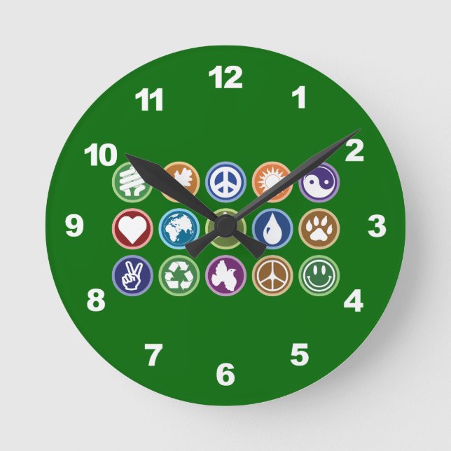 Eco Symbols Round Clock (Front)