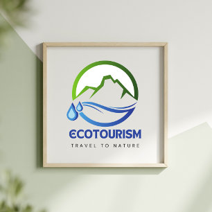 Eco Tourism Travel to Nature Mountain Water Logo Poster