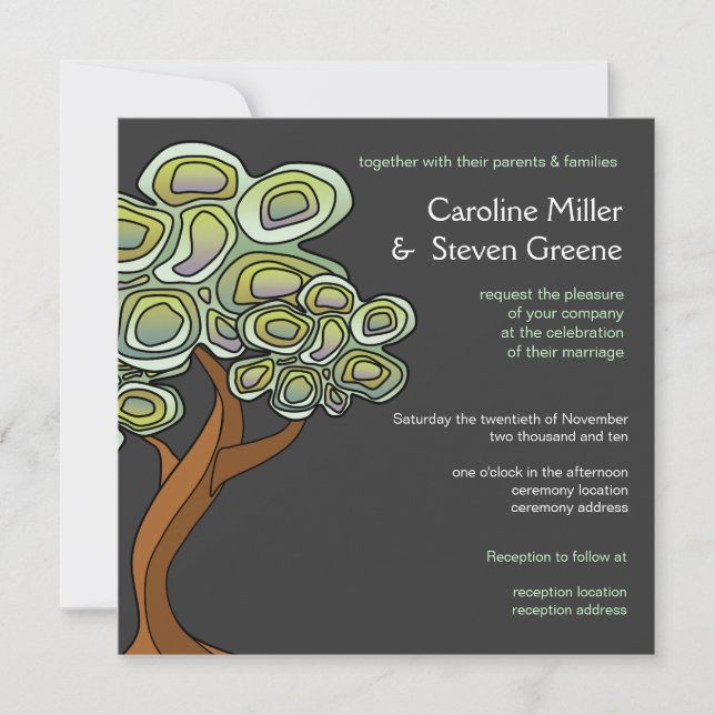 Eco Tree of Life Green Wedding Invitation (Front)