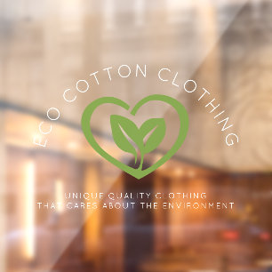 Eco two leaves heart logo green clothing business