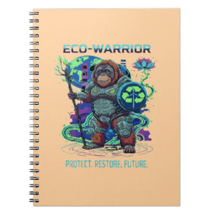 Eco-Warrior Orangutan Cyberpunk Guardian   Notebook