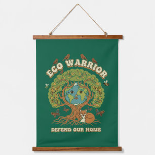 Eco Warrior Retro Nature Tree & Earth Day Hanging Tapestry