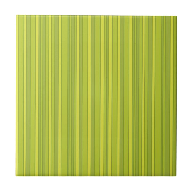 ECO yellow green Stripes pattern Ceramic Tile (Front)