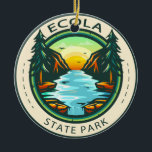 Ecola State Park Oregon Badge Ceramic Ornament<br><div class="desc">Ecola State Park illustration in a badge style circle.</div>