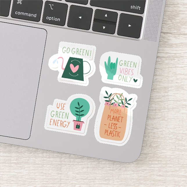 Ecology green badge sticker set (Detail)