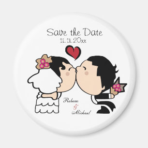 Économies mignonnes de jeune mariée et de marié le magnet