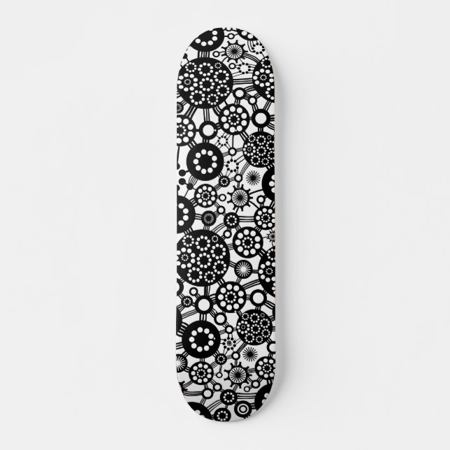 Ecosystem - Black on Wood Skateboard (Front)