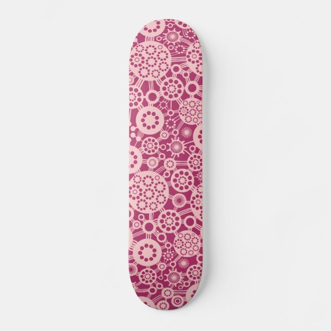 Ecosystem - Faded Pink on Crimson Skateboard (Front)