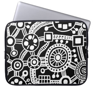 Ecosystem III White on Black Laptop Sleeve