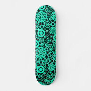 Ecosystem - Turquoise on Black Skateboard