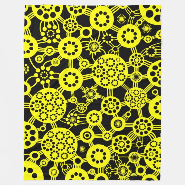 Ecosystem - Yellow on Black Fleece Blanket (Front)