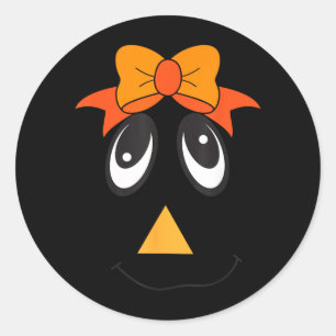 Ecrow Face Bow Funny Thanksgiving Halloween Classic Round Sticker