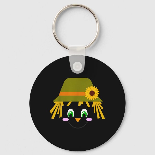 Ecrow Face Eyelashes In Hat Suower Halloween Key Ring (Front)