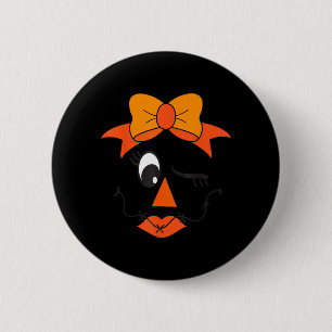 Ecrow Face Eyelashes Winking Girl Bow Halloween 6 Cm Round Badge