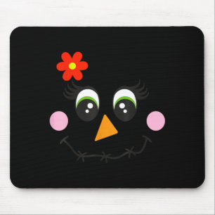 Ecrow Face Girl Eyelashes Flower Funny Halloween Mouse Pad
