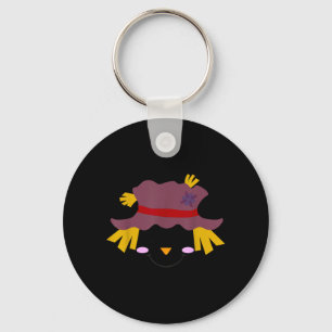 Ecrow Face Hat Eyelashes Closed Eyes Halloween Key Ring