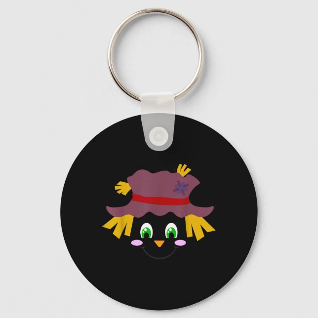 Ecrow Face In A Hat Funny Eyelashes Halloween Key Ring (Front)