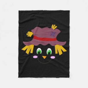 Ecrow Face In A Hat Funny Thanksgiving Halloween Fleece Blanket