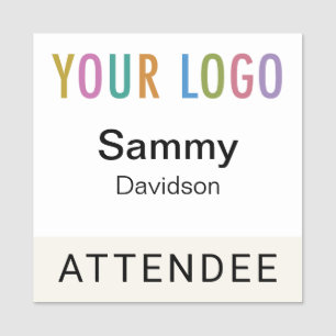 Ecru 2x2 Attendee Badge Event Logo Pin or Magnetic