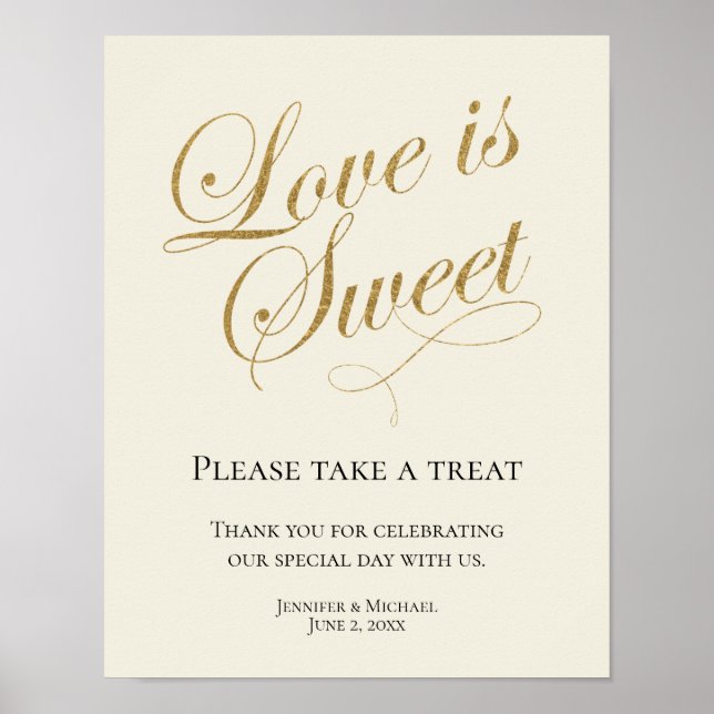 Ecru and Gold, Love is Sweet, Take a Treat Favour Poster (Front)