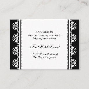 Ecru black filigree wedding reception enclosure card