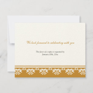 Ecru brown filigree border wedding rsvp response invitation