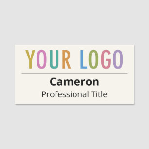 Ecru Business Name Tag Company Logo Professional
