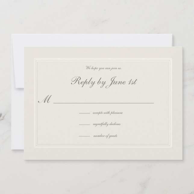 Ecru Dreams Formal Traditional Wedding Response (Front)