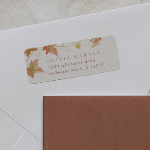 Ecru   Fall Leaves Return Address Label