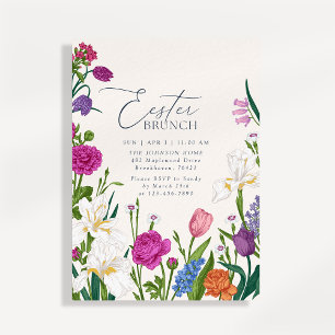 Ecru Floral Elegant Easter Brunch Invitation