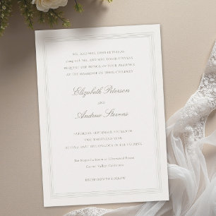 Ecru Formal Romance Classic Triple Frame Wedding Invitation